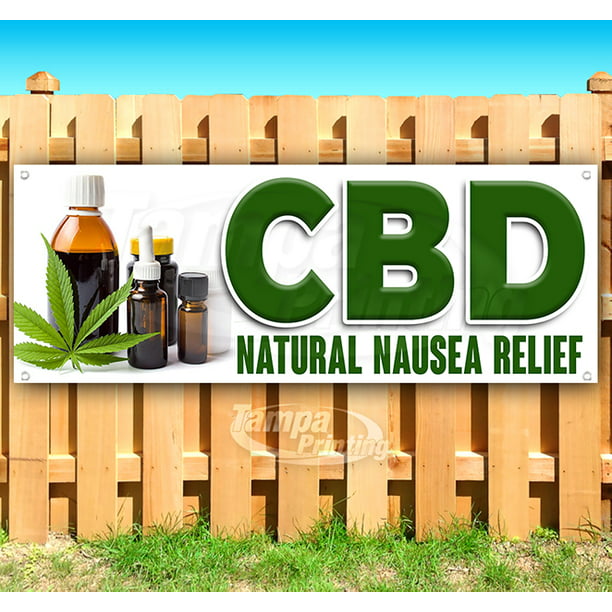 Non-Fabric Cbd Natural Nausea Relief 13 oz Banner Heavy-Duty Vinyl Single-Sided with Metal Grommets 